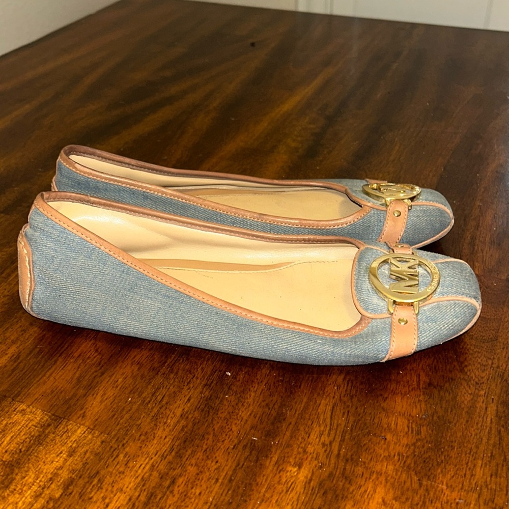 Michael Kors MOC washed denim jean flats..